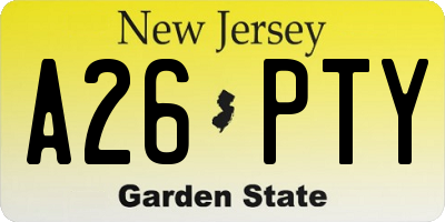 NJ license plate A26PTY