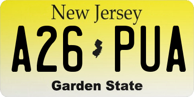 NJ license plate A26PUA