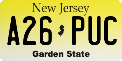 NJ license plate A26PUC