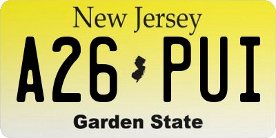 NJ license plate A26PUI