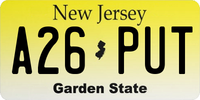 NJ license plate A26PUT