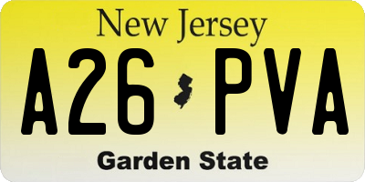 NJ license plate A26PVA