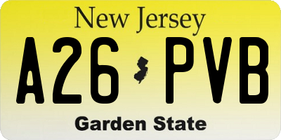 NJ license plate A26PVB