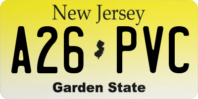 NJ license plate A26PVC