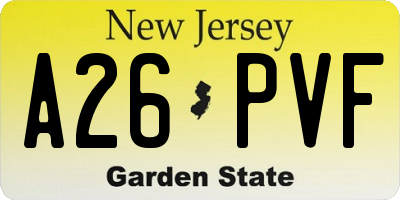 NJ license plate A26PVF
