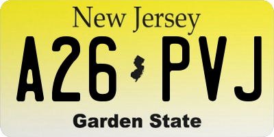 NJ license plate A26PVJ