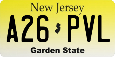 NJ license plate A26PVL