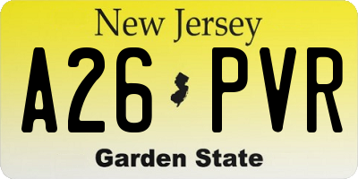 NJ license plate A26PVR