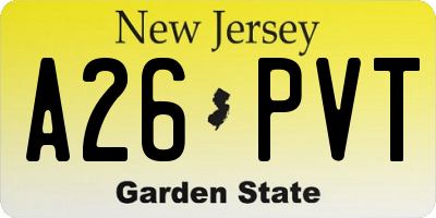 NJ license plate A26PVT
