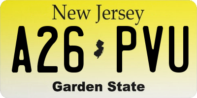 NJ license plate A26PVU