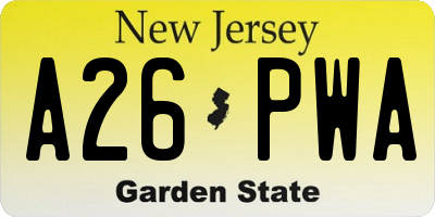 NJ license plate A26PWA