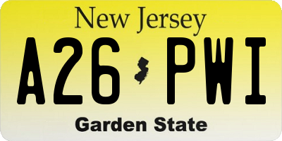 NJ license plate A26PWI