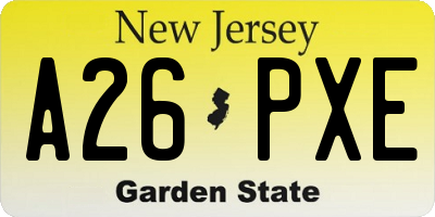 NJ license plate A26PXE