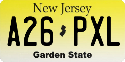 NJ license plate A26PXL