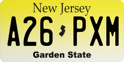 NJ license plate A26PXM