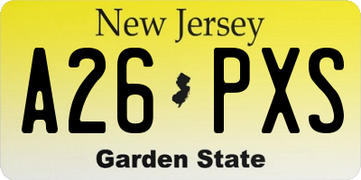 NJ license plate A26PXS