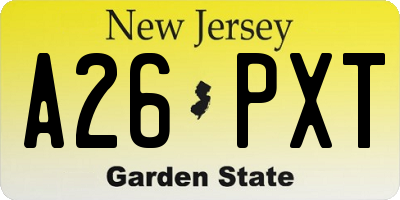 NJ license plate A26PXT