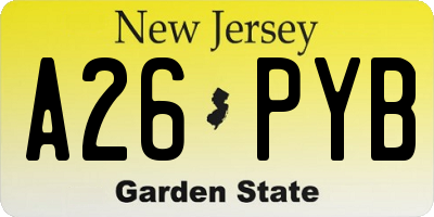 NJ license plate A26PYB
