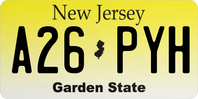 NJ license plate A26PYH