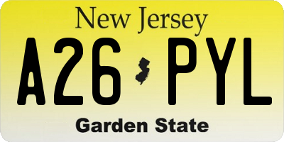 NJ license plate A26PYL