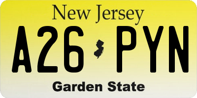 NJ license plate A26PYN