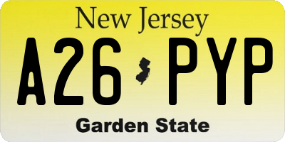 NJ license plate A26PYP