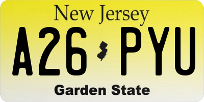 NJ license plate A26PYU