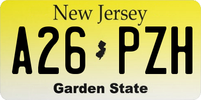 NJ license plate A26PZH