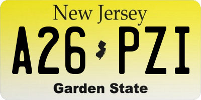 NJ license plate A26PZI