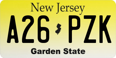 NJ license plate A26PZK