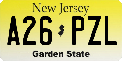 NJ license plate A26PZL
