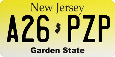 NJ license plate A26PZP