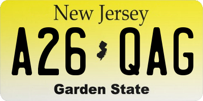 NJ license plate A26QAG