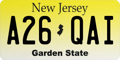 NJ license plate A26QAI