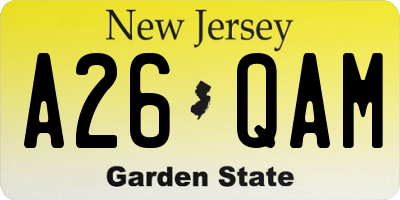 NJ license plate A26QAM