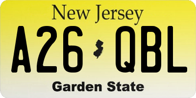 NJ license plate A26QBL