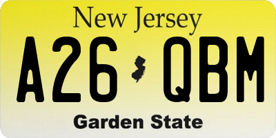 NJ license plate A26QBM