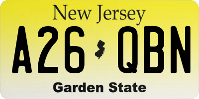 NJ license plate A26QBN