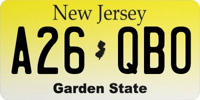 NJ license plate A26QBO
