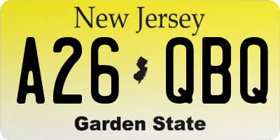 NJ license plate A26QBQ