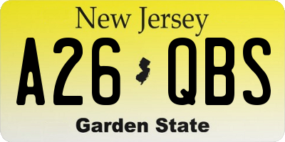 NJ license plate A26QBS
