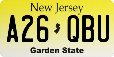 NJ license plate A26QBU