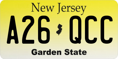 NJ license plate A26QCC