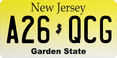 NJ license plate A26QCG