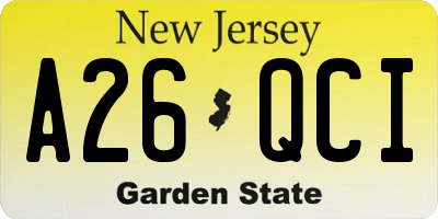 NJ license plate A26QCI