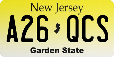 NJ license plate A26QCS