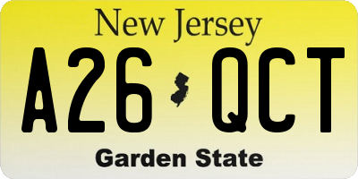 NJ license plate A26QCT