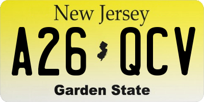 NJ license plate A26QCV