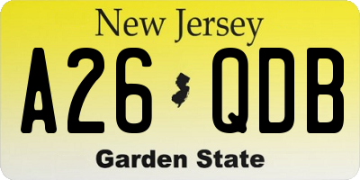 NJ license plate A26QDB