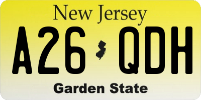 NJ license plate A26QDH